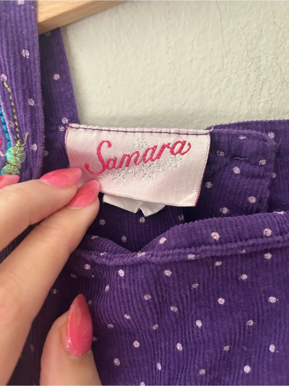 Vintage Samara 4T Cotton Purple Polka Dot Butterfly Dress for Kids